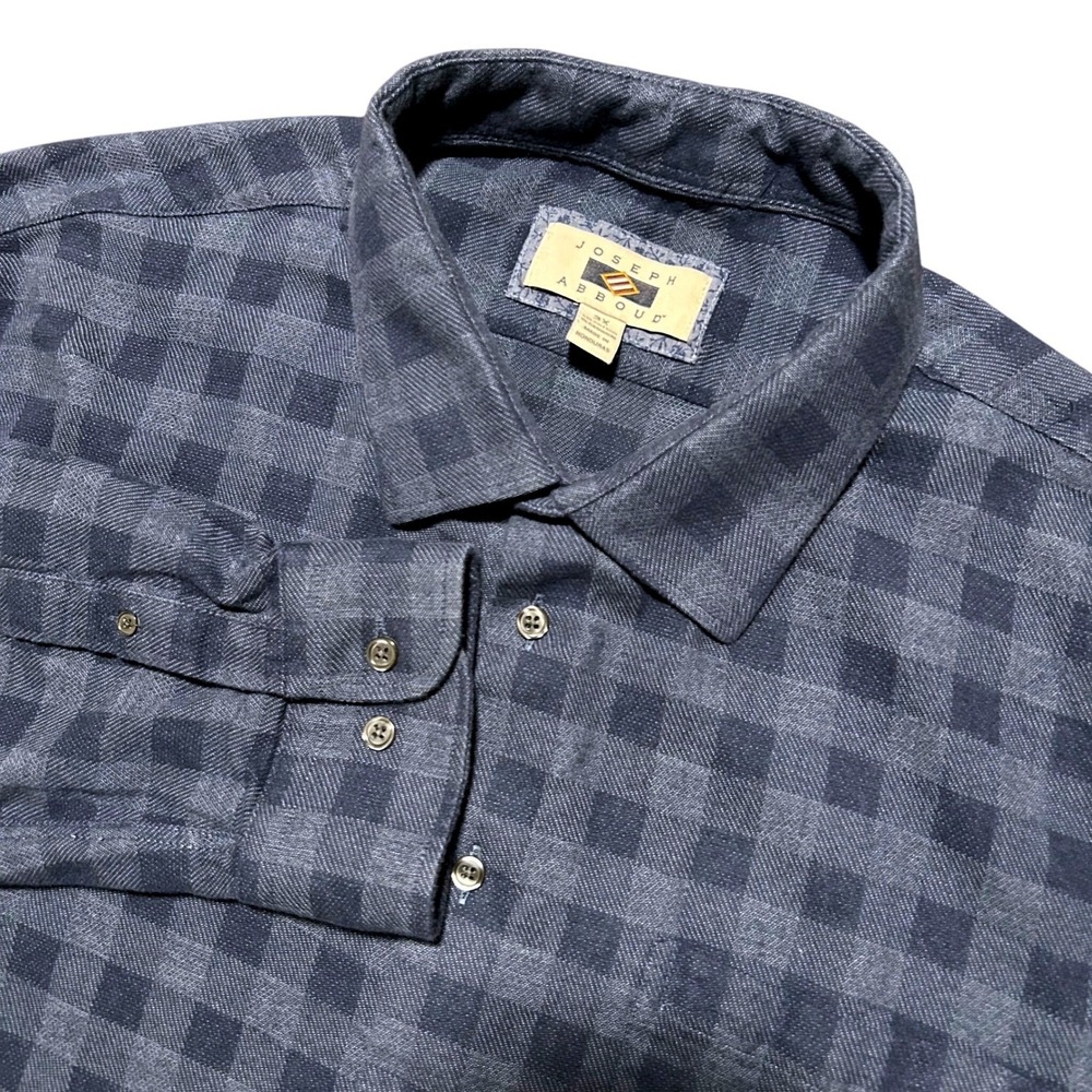Joseph Abboud Men's 3X Blue Plaid Shirt Cotton‎ Cashmere Blend